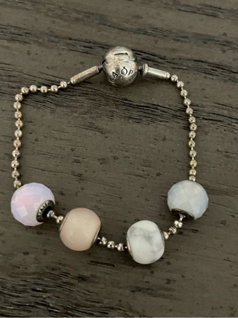 Rare pandora essence chain bracelet with 4 charms